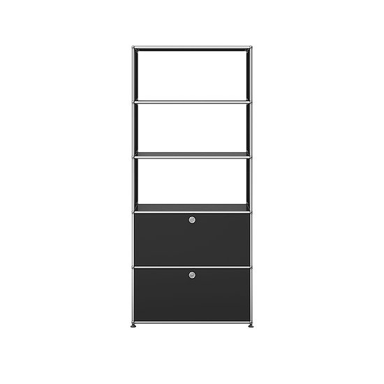 USM Haller Regal (Graphitschwarz, B 75 x H 179 x T 37 cm)