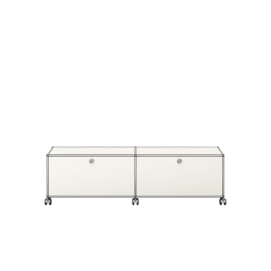 USM Haller TV-/Hi-Fi-Möbel 2×1 (Reinweiß, 2 Klappe, B 150 X H 39 X T 37cm)